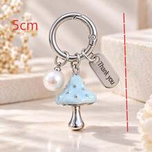 1pc/2pcs/3pcs Women's Alloy Oil-Drip Polka Dot Mushroom Pendant, Faux Pearl Charm, English Letter Brand Accessory Keychain, Fun Bag Charm, Wallet Pendant - Multicolor - View 8