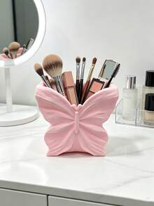 Girl Style Butterfly Makeup Brush Holder, 3D Embossed Wing Design, Smooth And To Touch, Makeup Tool Storage, Dual Function As Practical Organizer And Artistic Decor - Multicolor - View 12