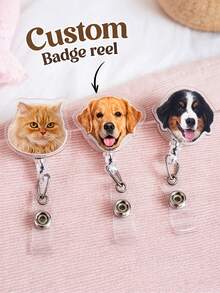 Personalized Photo Badge Reel, Retractable ID Card Holder, Custom Shape Badge Reel, Fun Badge Holder, Nurse Badge Reel - Multicolor - View 6