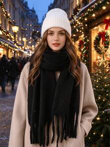 6 Styles Oversized Mohair Tassel Scarf - Winter Fluffy Blanket Shawl - Multicolor - View 5