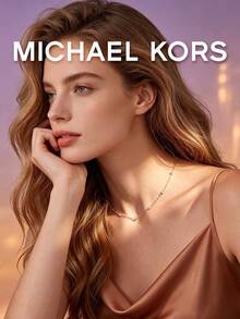 Kalung Rantai Tipis MICHAEL KORS Rose Gold Starry Sky untuk Wanita, Rantai Ekstensi Mewah yang Dapat Diatur, Kalung Tulang Selangka Serbaguna untuk Perjalanan, Hadiah untuk Pacar - Rose Gold - View 5