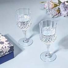 Reusable Transparent High-Footed Glass, High Transparency High-Footed Glass.Diamond Body Design.Suitable For Holidays, Weddings, Festivals, Various Large Events, Various Party Drinkware, Decorative High-Footed Glass, High-End Drinkware, Durable And Easy To Clean, - Clear - View 6