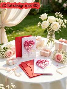 4pcs/2pcs 2D Heart-Shaped Balloon Design Greeting Cards, Suitable For Wedding, Proposal, Birthday Party, Theme Party, Bachelor Party, Housewarming Party, Vintage Party, Bridal Shower And More Occasions - One Size Fits All - View 10