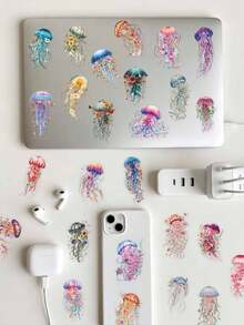 50 buah Stiker Ubur-ubur untuk Jurnal, Buku Harian, Album Foto, Perencana, Koper, Amplop, Kartu Ucapan, Buku Catatan, Tablet, Botol Minum - MultiWarna - View 2