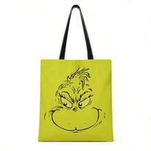 The Grinch Element Print Canvas Tote Bag, Large Capacity Commuter Shoulder Bag - Multicolor - View 18