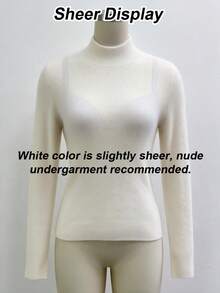 HEYMINI 100% Cashmere, Women's Soft & Comfortable Cashmere Sweater, Long Sleeve Regular Fit Knit Pullover, Autumn/Winter Fashion - White - View 3