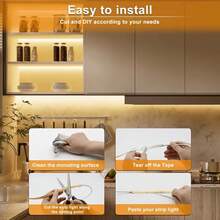 Acosh Neon 5V COB LED Strip USB-Powered Light, Motion Touch Sensor With Wood Touch Dimmer Switch - 1m To 3m Lengths, Cabinet Wardrobe Lamp Backlight For Kitchen - White - View 8