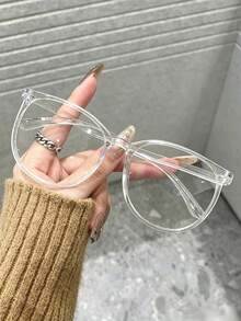 1 buah Kacamata Fashion, Lensa Bening, Kacamata Unisex, Bingkai Bening, Pelindung Mata dan Modis - Clear - View 6