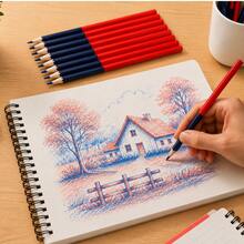 5/12/24/30/50pcs Red And Blue Colored Pencils, Round Barrel Colored Pencils, Suitable For Drawing, Coloring And Marking. - Sets - View 8
