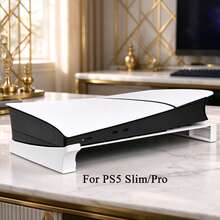 Horizontal Game Console Stand For Slim And Pro Models, ABS Material Horizontal Base, Anti-Tilt Stable Design, Suitable For Disc And Digital Versions, Easy Installation Space-Saving Desktop Base, Game Console Not Included - View 1