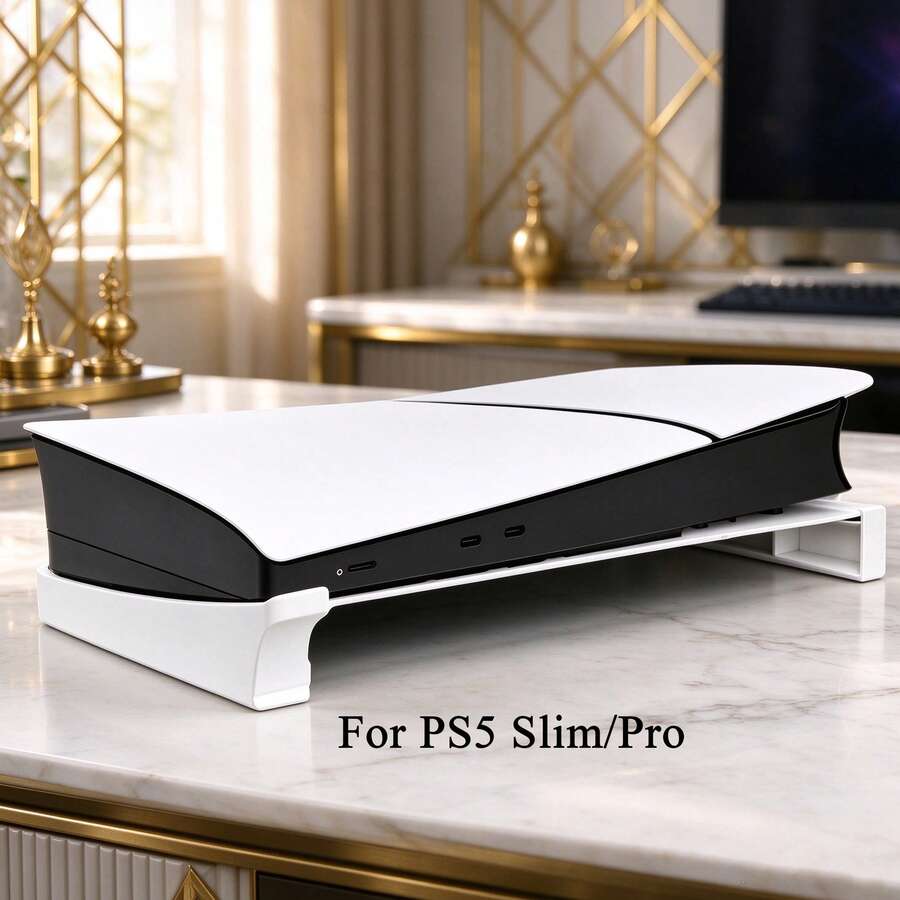 Horizontal Game Console Stand For Slim And Pro Models, ABS Material Horizontal Base, Anti-Tilt Stable Design, Suitable For Disc And Digital Versions, Easy Installation Space-Saving Desktop Base, Game Console Not Included - View 1