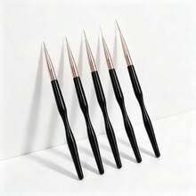 Ultra Thin Tip Nail Painting Bundle, 2 Empty Pen Bodies & 5 Wavy Slim Handle Nail Brushes For Nail Line Design - Multicolor - View 9