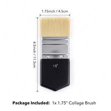 1PC/3PCS Collage Brush Set, 0.75/1.25/1.75 Inch Soft Nylon Bristle Flat Brushes For Collage Medium, Decoupage, Scrapbooking, Journaling, Mixed Media - Paint Brush - View 14