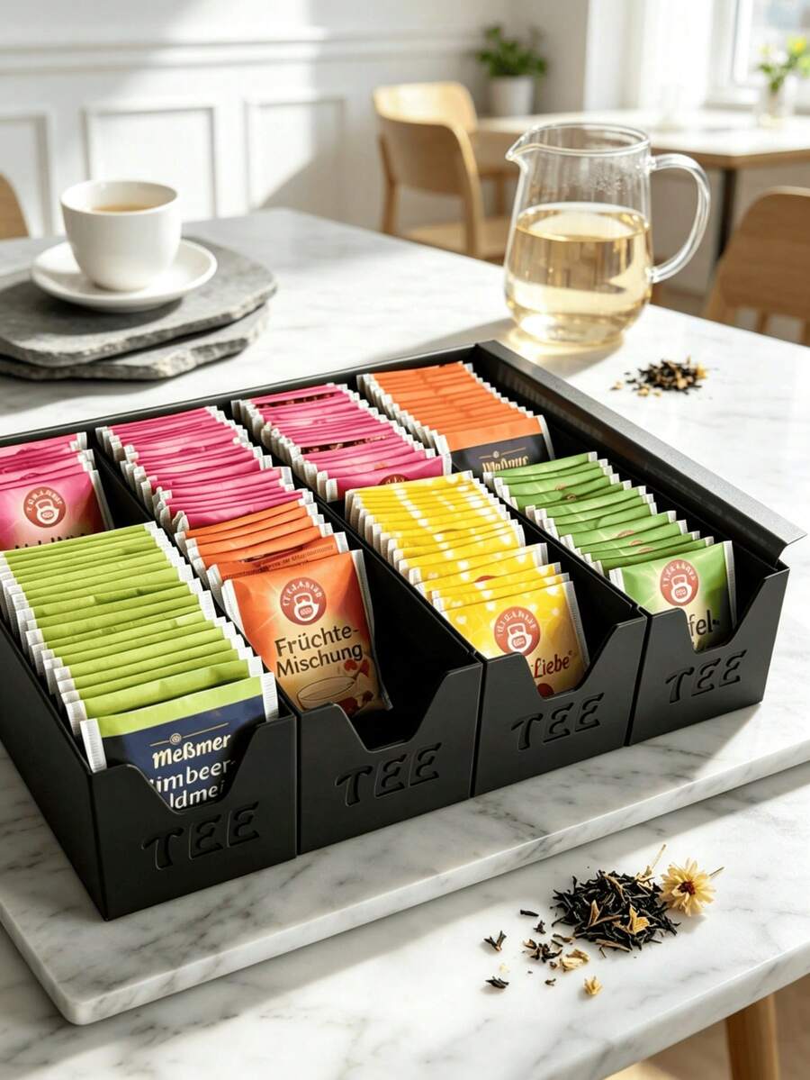 Slanted Tea Bag Storage Box Coffee Corner Desktop Drip Coffee Bag Tea Storage Box Office Instant Milk Tea Herbal Tea Bag Small Packet Minimalist Display Organizer Storage Box