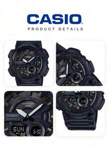 Casio Đồng hồ đeo tay nam AEQ-110W-1B Quartz kim-số, đồng hồ thể thao nhựa resin đen toàn bộ, giờ thế giới, báo thức, bấm giờ - màu đen - Xem 5