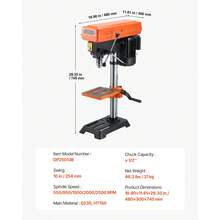 254 Mm Benchtop Drill Press, 550W Induction Motor, Tabletop Drilling Machine With 550 / 950 / 1500 / 2000 / 2500 RPM Adjustable Speed, 0-45° Tilting Worktable, X-Ray Positioning, For Wood Metal - 550W 550 to 2500 RPM - View 7