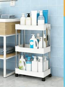 1pc Rolling Storage Rack, Floor-Standing, Multi-Layer Design, Suitable For Bathroom, Toilet, Gap, Living Room, Kitchen And Other Places, Tiered Storage Rack, Small Cart Storage Rack, Home Bathroom Decor - Multicolor - View 6