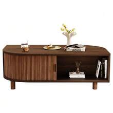 MDF Coffee Table Walnut 100 * 50 * 35 Cm With Storage For Living Room - Walnut - View 9