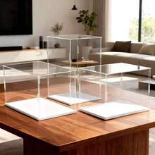 White Detachable Transparent Display Box, Display Cabinet, Storage Box, High Transparency, Suitable For Car Models, Dolls, Handicrafts, Collectibles, Decor Storage, Multiple Sizes Available - White Background - View 1