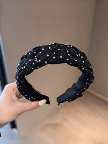 2pcs Women's Polka Dot Braided Headband. Classic Small Polka Dot Printed Fabric With Handmade Twisted Braid Design. Lightweight & Soft Fabric - Multicolor - View 3