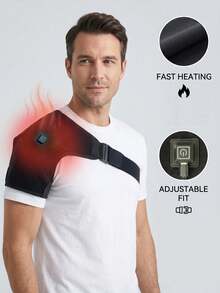 Electric Heating Shoulder Support Massage Belt Waist-Style Shoulder Brace Fitness Warm Arm And Shoulder Sleeve - Black - View 1