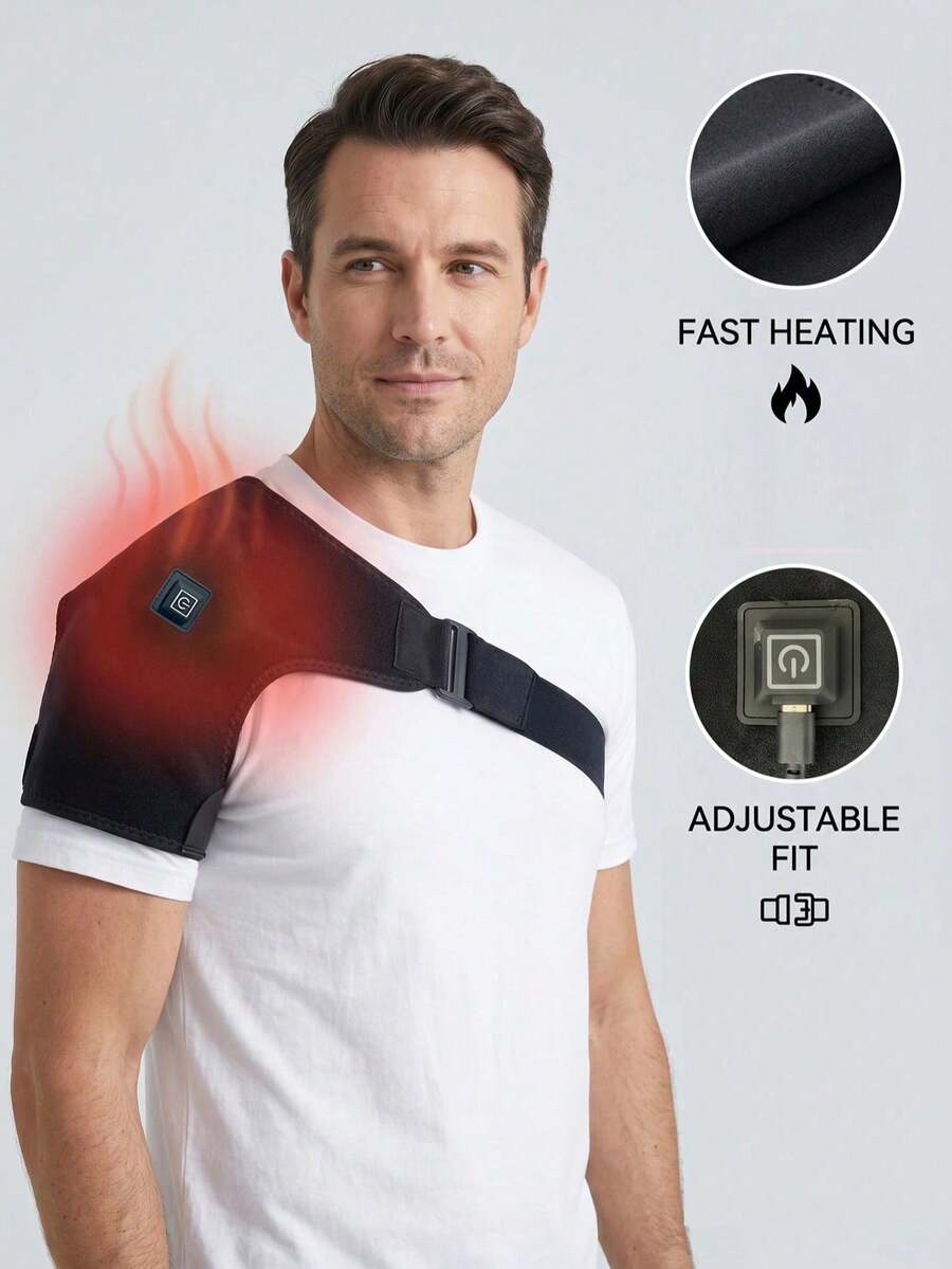 Electric Heating Shoulder Support Massage Belt Waist-Style Shoulder Brace Fitness Warm Arm And Shoulder Sleeve - Black - View 1
