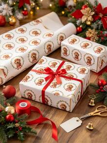 Custom Photo Christmas Gift Wrapping Paper, Personalized Pet Face Wrapping Paper Roll, Custom Image Printed Holiday Gift Wrapping, Suitable For Christmas, Birthday, Anniversary Gifts - Multicolor - View 8