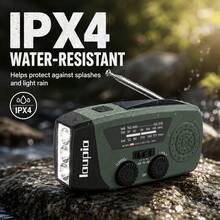 loupio Hand-Crank Emergency Radio - 2000mAh/7400mWh Solar & Hand-Crank Powered | AM/FM/WB Weather Channel | 3 Ultra-Bright LED Flashlights | SOS Function | Type-C USB Charging | Suitable For Emergency, Camping And Gifts - View 11