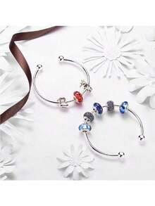 Stainless Steel Ball Clasp Adjustable Metal Wire Bracelet, Expandable Bangle For Jewelry Making, Christmas Gift - A - View 4