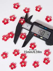 Pack Of 20/50/100 Pieces: 15mm Red Flower-Shaped Sparkling Crystal Rhinestones-DIY Flat-Back, Non-Hotfix Decorative Embellishments Suitable For Clothing, Bags, And Footwear (Requires Glue For Application). - Bauhinia - View 2