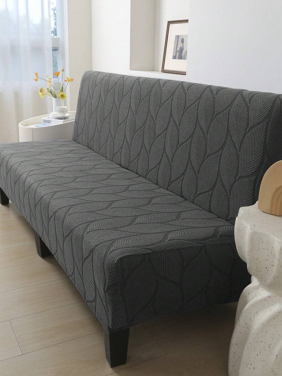 Foldable Jacquard Sofa Cover, Suitable For Armless Sofa Beds . New Style. Easter, Thanksgiving, Wedding Fall Decor - Dark Grey - View 1