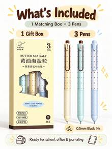 3pcs/Box Fun Scented Gel Pens 0.5mm Creative Quick-Dry Pens Minimalist Polka Dot Black Pens For Study & Office Use - Multicolor - View 3