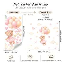 Bohemian Style Bear Balloon Wall Sticker, Starry Sky Bear Baby Room Decor, Self-Adhesive European And American Cross-Border Children's Room Bedroom Home Decor - Multicolor 2 - View 19