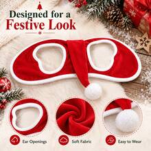 1/2pcs Equestrian Christmas Decoration Hat, Classic White Trim With Plush Ball Design, Secure Fit And Anti-Slip, For Holiday Photography, Horse Holiday Styling, Suitable For Christmas And Outdoor Riding - Multicolor - View 3
