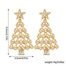 eTel LiKe 1pair Shiny Bowknot Shaped Crystal Dangle Earrings With Tassel For Women, Gift Valentines - Yellow Gold - View 5