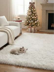 1pc Fluffy Carpet, Christmas, Home Decor, Room Decor, Christmas Home Decor, Autumn Home Decor, Home Supplies, Doormat, Living Room Rug, Kitchen Mat, Kitchen Decor, Bedroom Decor, Bathroom Decor, Bathroom Mat, Easy To Clean - White - View 2