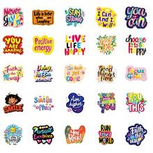 50Pcs Positive Uplifting English Phrase Stickers, PP Material Waterproof Decorative Decals For DIY Journal & Water Bottle - 50 PCS - View 3