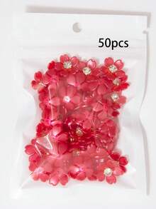 Pack Of 20/50/100 Pieces: 15mm Red Flower-Shaped Sparkling Crystal Rhinestones-DIY Flat-Back, Non-Hotfix Decorative Embellishments Suitable For Clothing, Bags, And Footwear (Requires Glue For Application). - Bauhinia - View 10