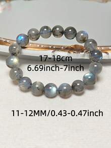 Natural Labradorite Beaded Bracelet, Reiki Healing Crystal Stretch Bracelet For Intuition & Protection, Spiritual Energy Stone Jewelry - Labradorite[1pc] - View 6
