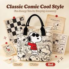 1 Peça Bolsa Tote de Ombro de Lona com Blocos de Cor Snoopy de Grande Capacidade, Estilo Casual, Alça Durável e Tecido Resistente, Bolsa Tote Dobrável e Leve Adequada para Mulheres, Perfeita para Escola, Trabalho, Academia, Praia e Outras Ocasiões, Suprimentos Escolares - Retângulo - Visão 7