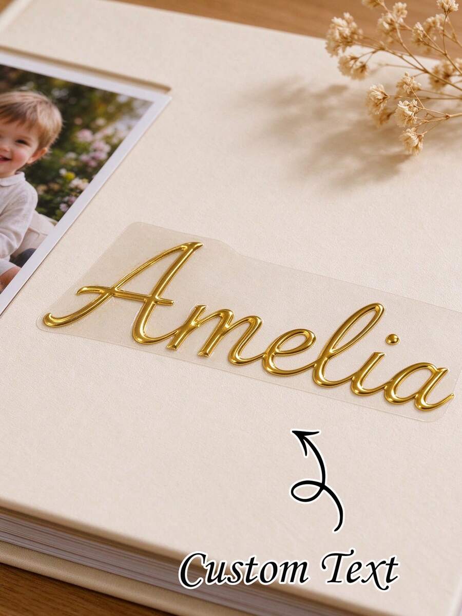 Custom Gold Foil Name Decal, Personalized Embossed Gold Letters, Transparent Peel-Off Backing, Custom Text Crystal Foil Sticker - Multicolor - View 1