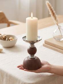 Chic Exquisite Iron Candle Holder – Simple Textured Candle Stand, Fits Various Pillar Candle Sizes, Perfect For Home Decor, Room Decor, Party & Holiday, Office Styling, Living Room Accessory, Great As Halloween, Christmas, Birthday, Friend Gift - Affordable Luxury - View 2