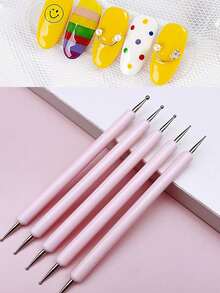 5/3/1-Piece Random Style Dual-Ended Dotting Pen Nail Art Tool Set, Includes Dotting Pen Tips, Pink - Pink - View 4