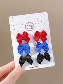 20pcs Girls Colorful Fabric Bow Ribbon Hair Clips, Versatile Bangs Back Side Hair Clips, Hair Accessories For Daily Use - Multicolor - View 4
