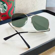 1pc Vintage Retro Oval Frame Metal Chain Decor Fashion Glasses For Women, Y2K UV Protection, Summer Beach Travel Vacation Party, Daily Outfit, Photo-Worthy, Gift Choice - Jinquan Tea - View 7
