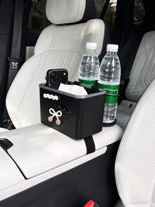 Creative Cute Car Cup Holder Tissue Box, Multi-Function Car Tissue Box, Car Armrest Storage Box, Car Organizer Box - A - View 3