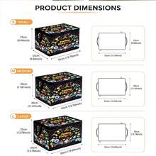 1pc Stress Relief Theme Fabric Storage Box With Flip Lid, Black Background With Colorful Finger Fidget Toy Print, Printed With "Feeling Fidgety" Funny English Text, Reinforced Handle Design, Large Capacity Foldable, Flip Lid Dust-Proof Storage For Various Items, Personalized Storage, Ideal Holiday Gift - A - View 4