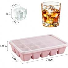 15-Cavity Square Silicone Ice Cube Tray Mold With Dust Cover And Ice Storage Box - Multicolor - View 9