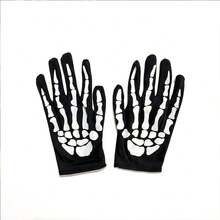 1/2/3 Pairs Halloween Black Skeleton Pattern Gloves, Suitable For Halloween And Costume Parties. - A - View 8