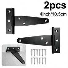 2pcs Heavy Duty T-Hinge (2 Hinges With 12 Screws), Black Finish, Available In 3/4/6 Inch Sizes, 270° Rotation, Suitable For Indoor/Outdoor Use (Entry Door, Cabinet, Furniture, Storage Box, Barn Door, Fence) | Hardware - Black-4inch - View 3